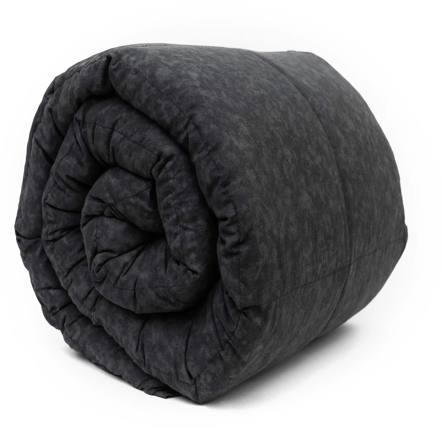 Rolled black Solid Cotton Weighted Blanket by Mosaic